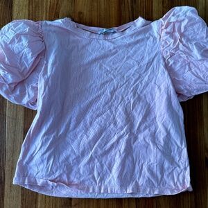 Zara Pink Puffy Sleeve Tee Shirt